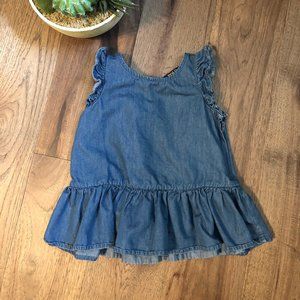 Girls Polo Peplum Chambray Top - 3/3T